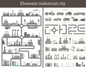 Vector Set of Elements Industrial City