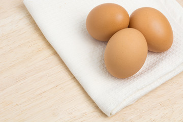Raw eggs laid on the table