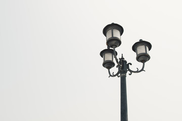 Vintage filter : vintage light post in Black and white color