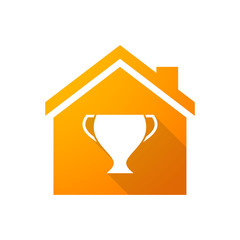 Orange house icon with an award cup