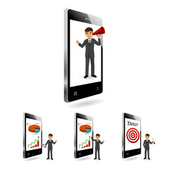 Businessman presenting information on smartphone