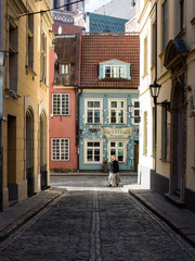 architectural details of old city center in Riga, Latvia