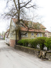 Fototapeta na wymiar historical buildings in old town of Kuldiga, Latvia