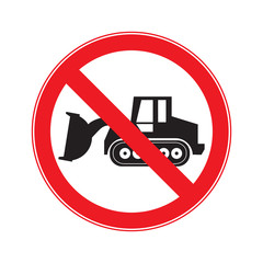 Warning Sign  machine . Crawler Dozer Loader  vector set