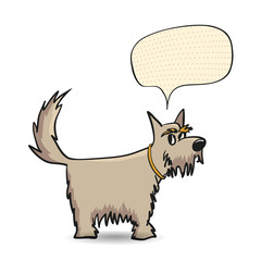 Funny dog with speech bubble.