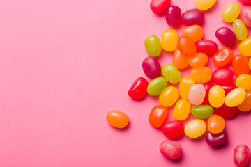 jelly beans on pink background