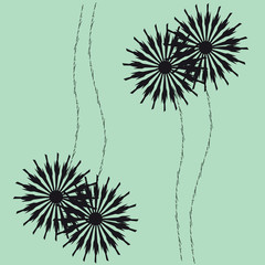 Dandelions on green background