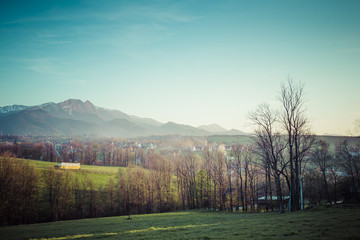 Panorama of Tatra Mountains in spring time, Poland