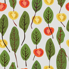 Chard and tomatoes, seamless vector pattern