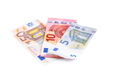 Obraz na płótnie Canvas Money, Euro currency (EUR) bills isolated.