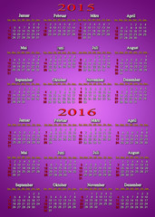 calendar for 2015 - 2016 in German
