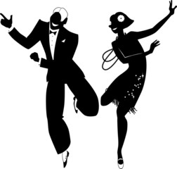 Vector silhouette of a couple dancing the Charleston
