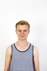 portrait of a cheerful young man. background with space for text