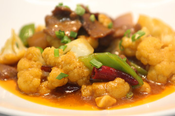 Chinese lagman spicy sauce with greens, vegetables