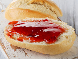 bread with strawberry jam