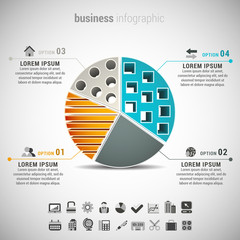 Business infographic made of pie chart.