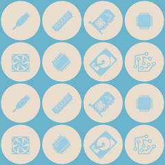 Fototapeta premium Seamless background with computer hardware and components