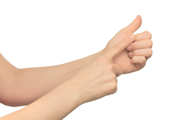 Isolated image with human hand shows gestures