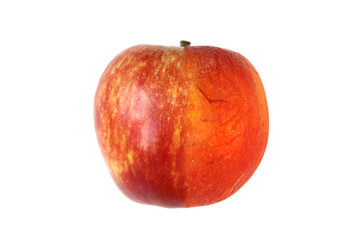 Wrinkled and fresh apple isolated on white background 