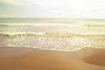 Empty tropical beach and clear blue sky
