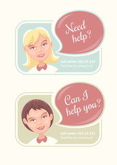 Web banners with support operators from call center. Eps10