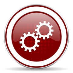 gear red glossy web icon