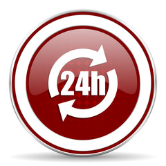 24h red glossy web icon