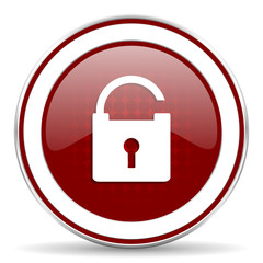 padlock red glossy web icon