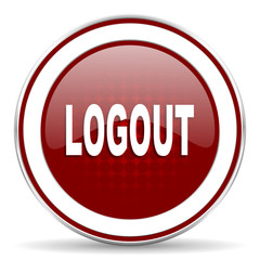 logout red glossy web icon