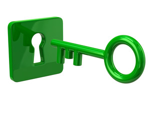 Green key and keyhole