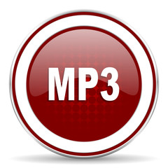 mp3 red glossy web icon