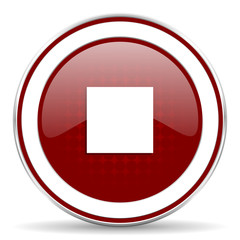 stop red glossy web icon