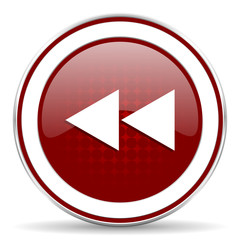 rewind red glossy web icon