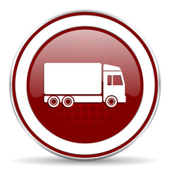 delivery red glossy web icon