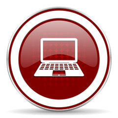 computer red glossy web icon