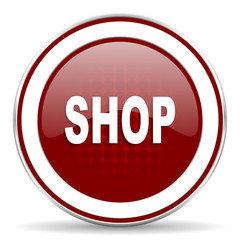 shop red glossy web icon