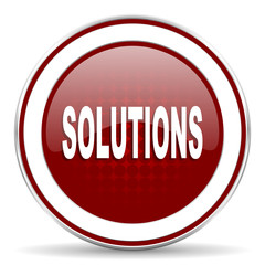 solutions red glossy web icon