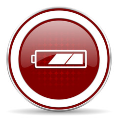 battery red glossy web icon