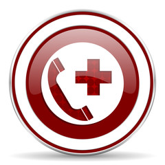 emergency call red glossy web icon