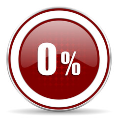 0 percent red glossy web icon