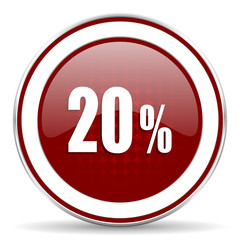 20 percent red glossy web icon