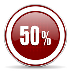50 percent red glossy web icon