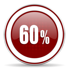60 percent red glossy web icon