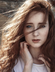 Beautiful red hair woman.