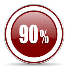 90 percent red glossy web icon