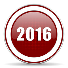 year 2016 red glossy web icon