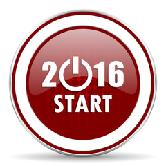 year 2016 red glossy web icon