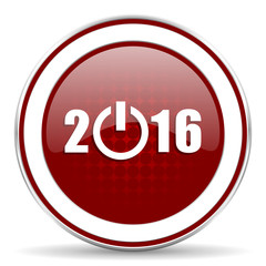 year 2016 red glossy web icon