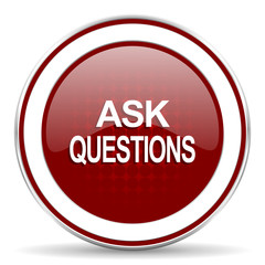 ask questions red glossy web icon