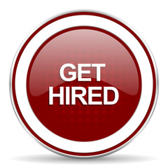 get hired red glossy web icon